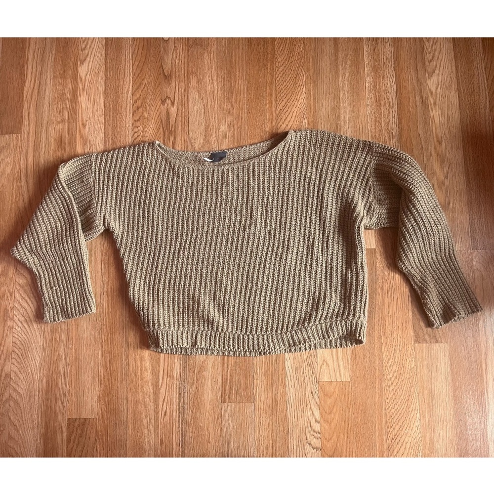 Sparkle & Fade Tan Crop Sweater